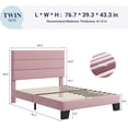 thumbnail image 2 of Allewie Twin Size Platform Bed Frame with Velvet Upholstered Headboard and Wooden Slats Support, Fully Upholstered Mattress Foundation/No Box Spring Needed/Easy Assembly, Pink, 2 of 17