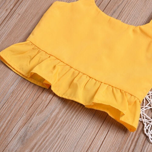 Canis Baby Girls Clothes Crop Tops Sunflower Shorts Pants Outfits
