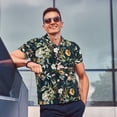 thumbnail image 4 of Honeii Watercolor Floral print Polo Shirt, a classic short-sleeved, button-down golf shirt designed for menSmall, 4 of 6