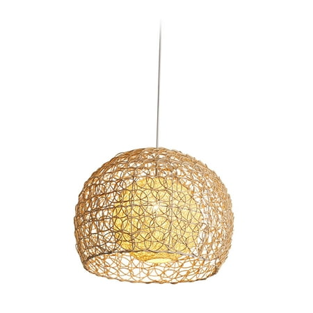

Bamboo Pendant Light for Kitchen Dining Room Lighting Fixtures Hanging Lamp Creative Rattan Chandelier Round Lampshade for Bar Cafe Living Room Diameter 40cm