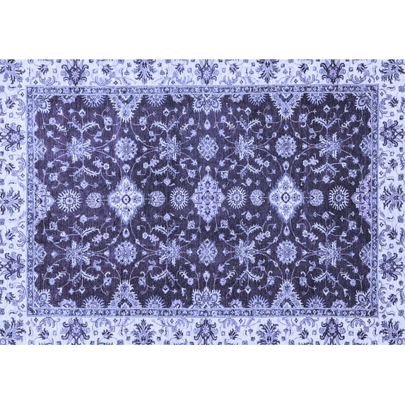 Ahgly Company Machine Washable Indoor Rectangle Oriental Blue Traditional Area Rugs, 2' x 5'