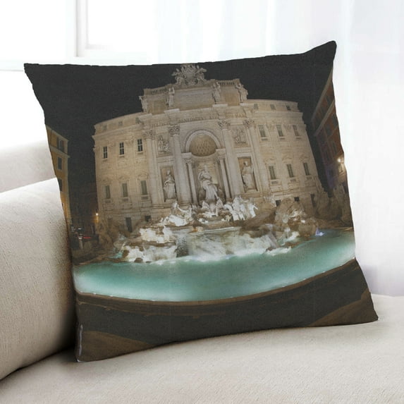 Ahgly Company Sites Trevi Fountain Indoor Throw Pillow, 18 inch by 18 inch