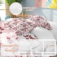 thumbnail image 2 of 3 Piece Red Botanical Duvet Cover Set California King, Microfiber Comforter/Quilt Cover with Corner Ties and 2 Pillowcases, Vintage Nature Flower Floral All Season Soft Bedding with Zipper Closure, 2 of 8