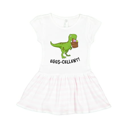 

Inktastic Eggs-cellent! Cute Easter T-Rex Dinosaur Gift Toddler Girl Dress