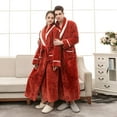 thumbnail image 5 of TIWEKE Pj's for Women,Women's Plus Size Thickened Long Flannel Couple Robe With Flange Bathrobe (Red,XL), 5 of 8