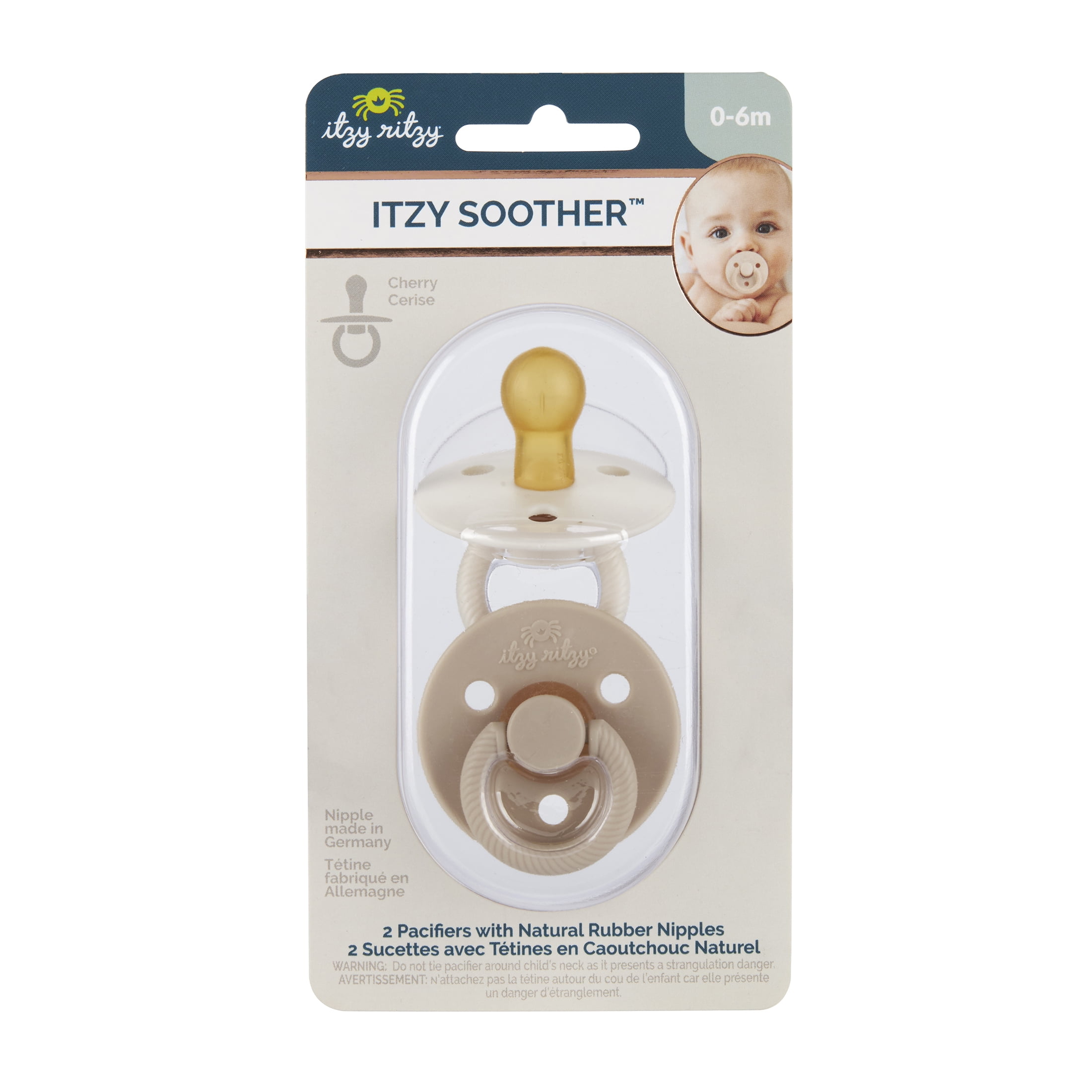 Itzy Soother™ Natural Rubber Pacifiers, Coconut & Toast, 6-18m