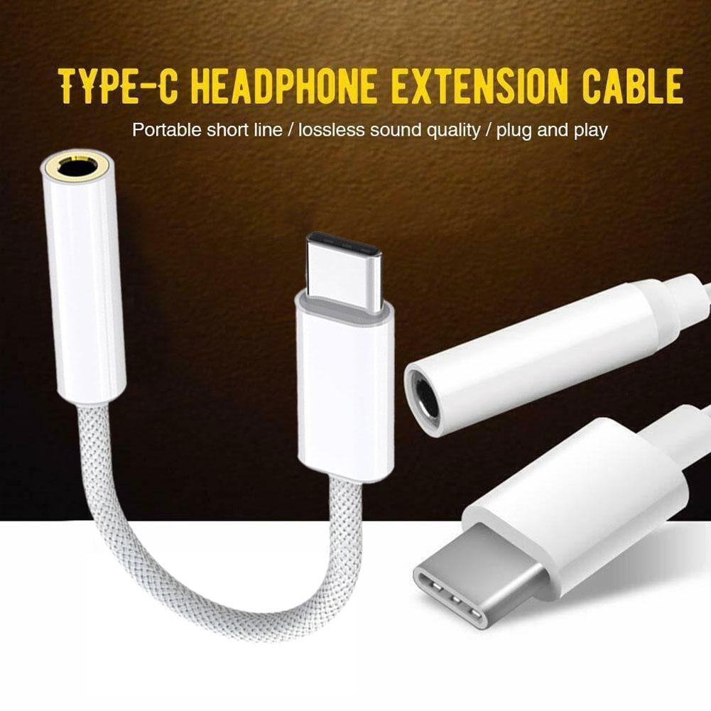 Adaptateur USB-C Vers Jack 3.5mm - Câble Convertisseur Audio - Blanc - 95mm - Neuf Sous Emballage