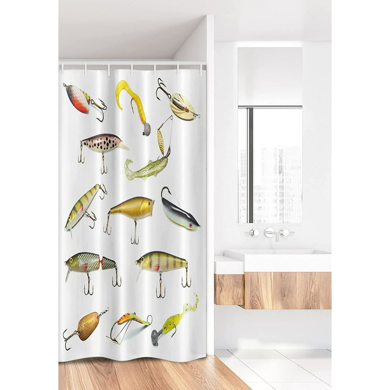Fishing Stall Shower Curtain, Fishing Tackle Bait for Spearing