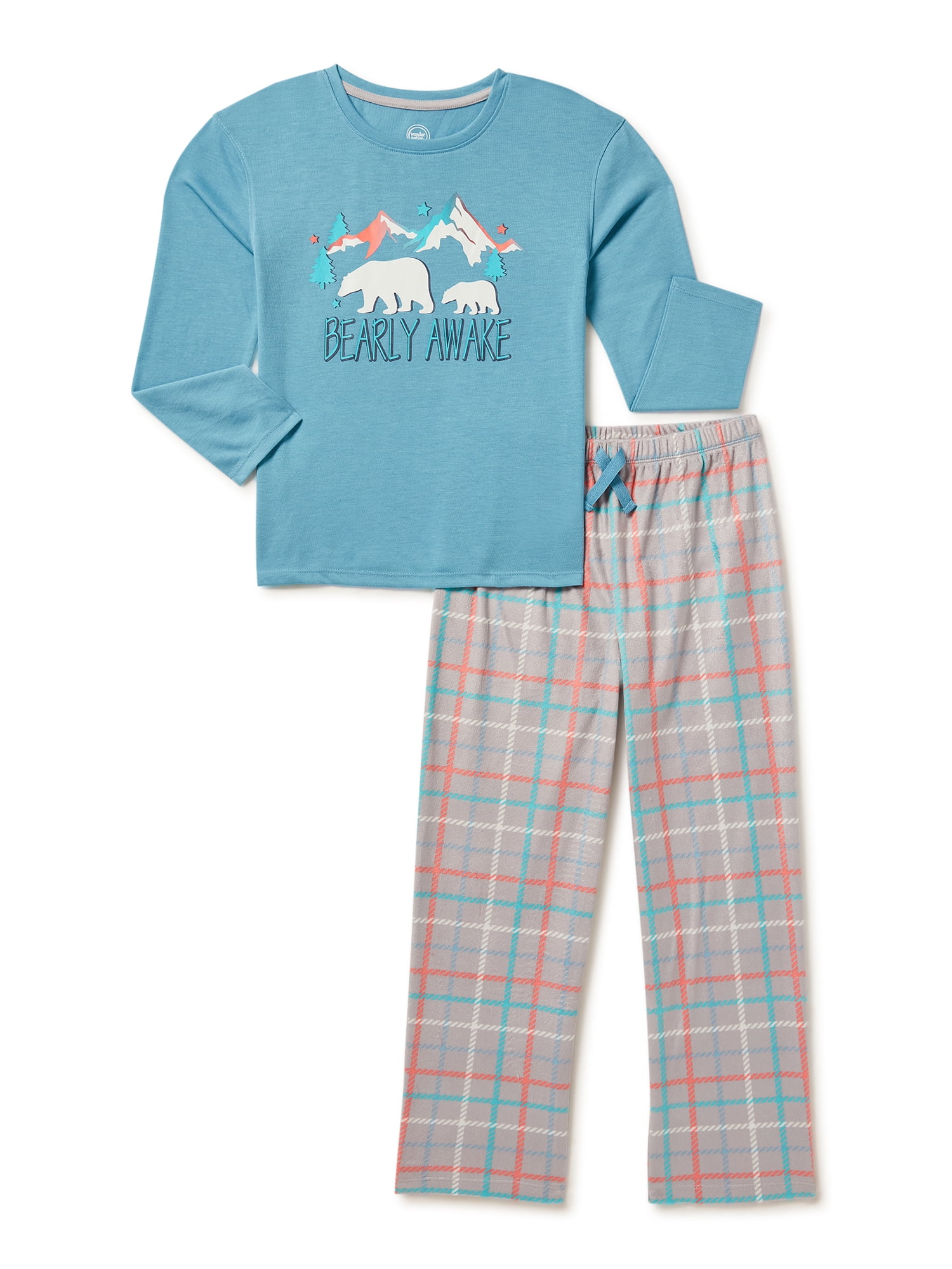Essentials Girls' 4-Piece Sleeve Short Pajama Set 