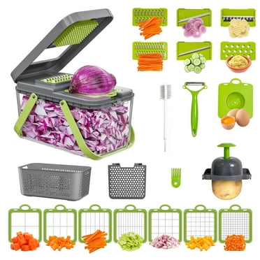 AZULLIA 22 in 1 Vegetable Chopper, Multifunctional Food Chopper with Container-13 Blades Grater Slicer Onion Chopper PK02