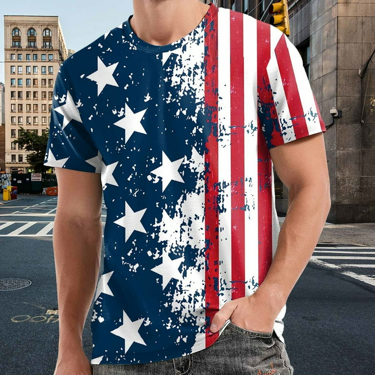 SZXZYGS Men's T Shirts Graphic Mens Summer Independence Day Fashion 3D  Digital Printing T Shirt Short Sleeve