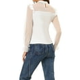 thumbnail image 3 of Allegra K Women's Dots Mesh Sheer Long Sleeve Stand Collar Ruffle Knit Blouse Top, 3 of 6