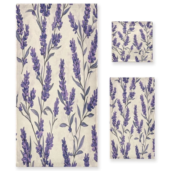 Three-Piece Towel Set Face Towel Towel Set Hand Towel Bath Towel Cotton Bath Towels Bath Towel Sets Hand Bath Towels Purple Lavender1
