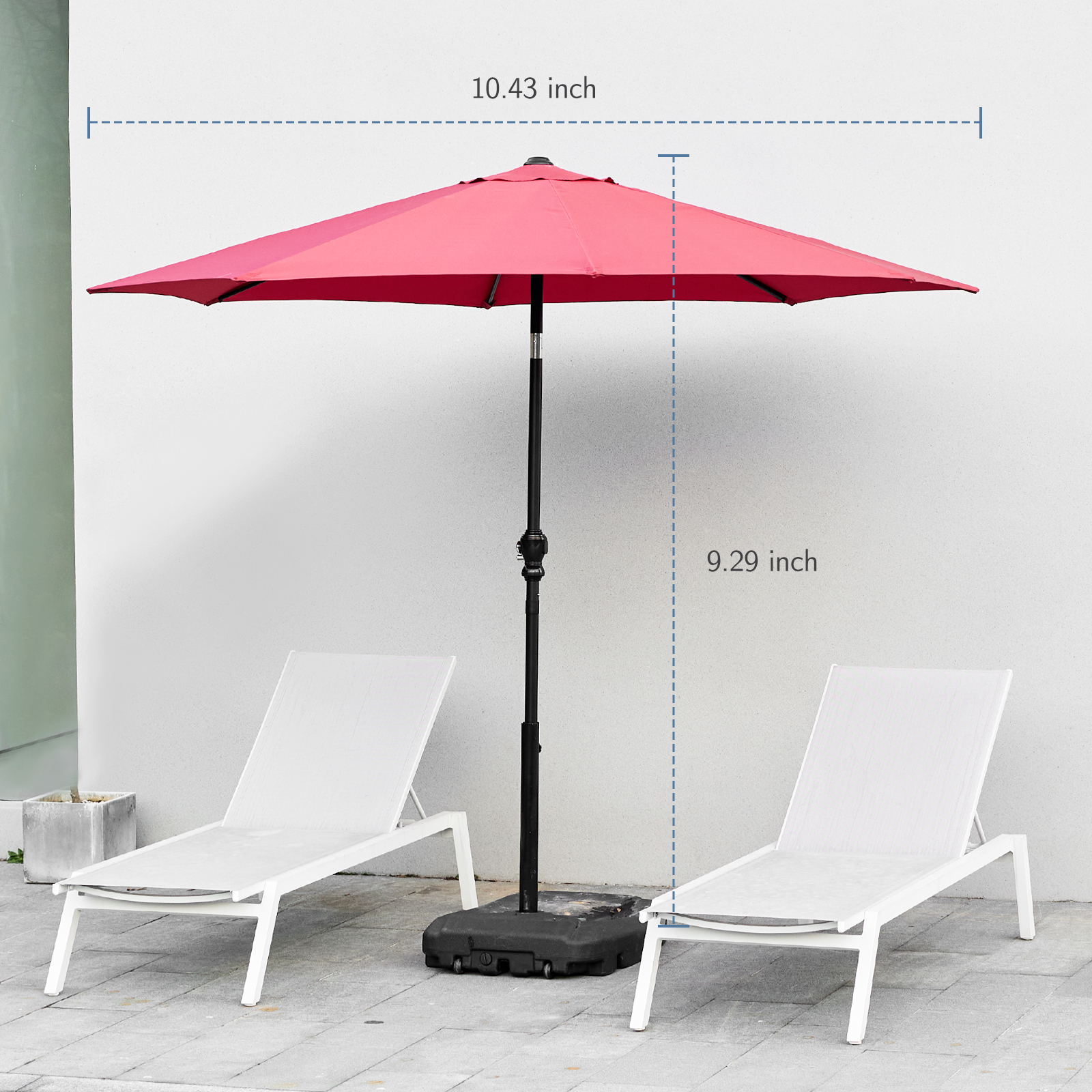 edx 9ft Outdoor Market Umbrella with Crank and Tilt, Red photo 7