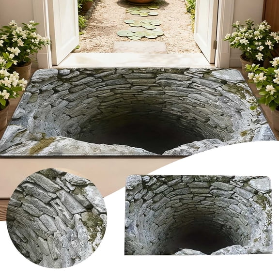 3D Optical Illusion Diatomite Bath Mat, Super Absorbent Non Floor Rug, Visual Cave Print Door Mat For Entrance, Kitchen & Living Room Decor(40*60cm)