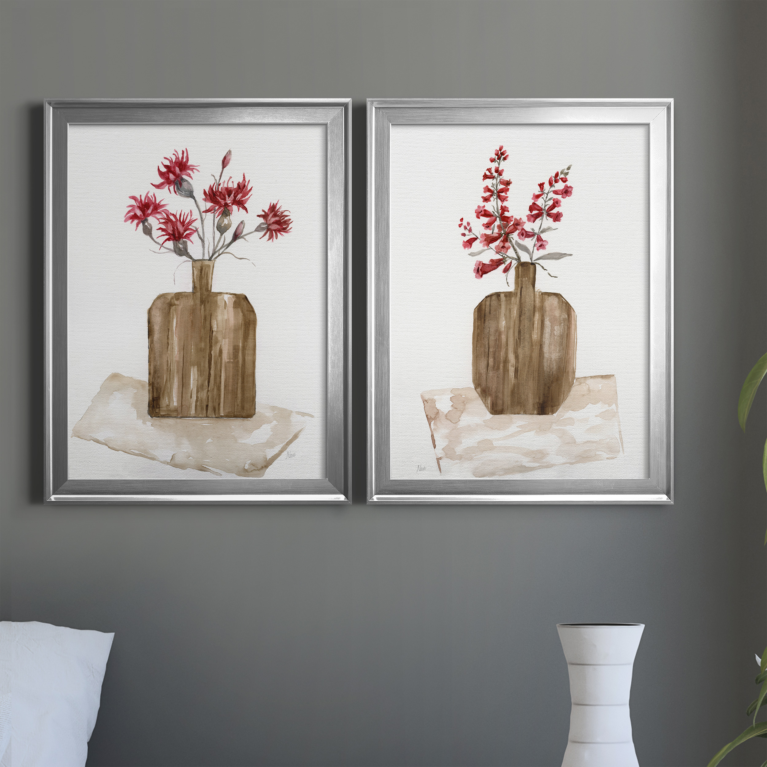 2 Piece Set Simply Country I Premium Framed Canvas - Ready to Hang - 18.5 x 24.5 Each - Silver Frame