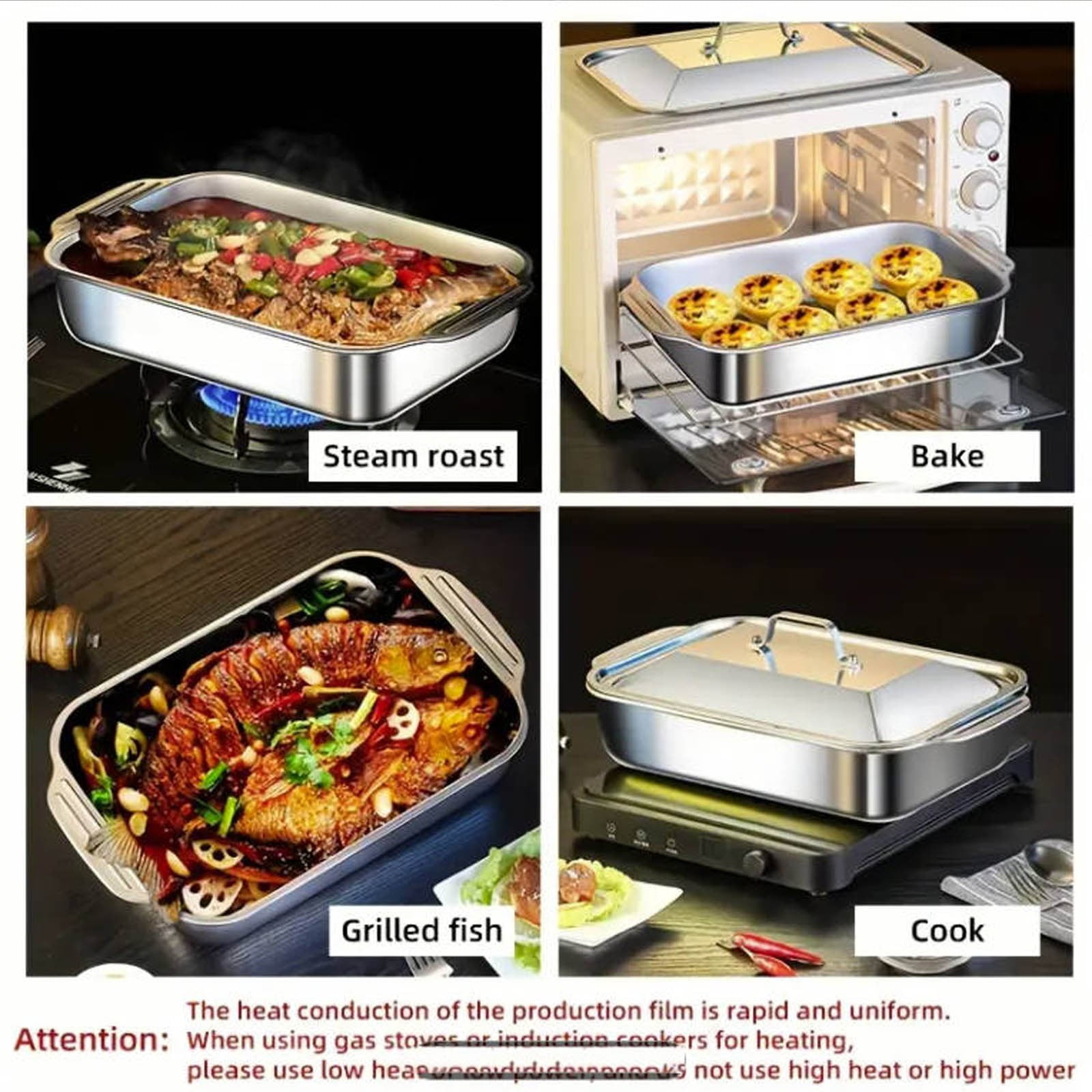 Heavy Duty Stainless Steel Non Stick Baking Sheet With Lid Versatile Heating Tray For Holiday Celebrations BBQs And Buffets