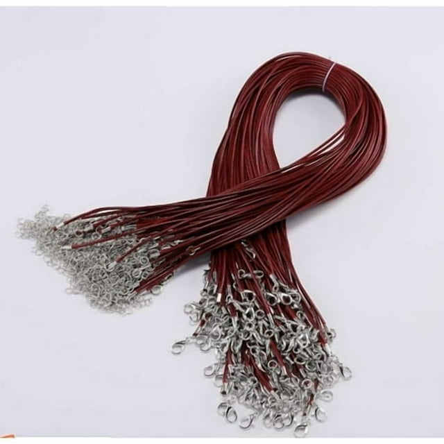 Corde en Cuir Tressée Ajustable Imperméable Faite à la Main Corde de Cire avec Fermoir Mousqueton Chaînes Résistantes à l'Usure Fournitures de Bijoux pour Bricolage Rouge Vin 1,5 mm