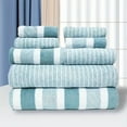 thumbnail image 2 of 8 Piece Striped Towel Set Includes 2 Bath Towels 2 Hand Towels 4 Wash Cloths Soft Absorbent Cotton Bathroom Towels for Home Hotel Spa Salon Gym Swimming Pool, 2 of 4