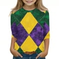 thumbnail image 2 of CLOISE Boys 3/4 Sleeve Shirts Girls Youth Mardi Gras Purple Crew Neck Tops Print Outfits Fall Winter Clothes 7T, 2 of 5