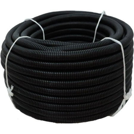 1" x 100' Flexible Corrugated Black LDPE NON Split Tubing Wire Loom