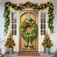 thumbnail image 4 of HomeKingdee Christmas Door Cover Decoration Merry Christmas Gnome Door Hanging Banner Backdrop with Red Hat Door Cover Photography Background, 4 of 6