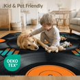 thumbnail image 4 of ODIKA 5'x7' Washable Area Rug Record Music Vinyl Disc Turntable Inspired Round Decorative Shaped for Guest Room, Lounge, Apartment, Non-Slip Low Profile, Stain Resistant, 4 of 7