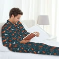 thumbnail image 6 of Naloa Autumn Forest Animals Cute Men’s Pajamas Set - Long Sleeve Button Down Sleep Shirt and Pajama Bottoms Sleepwear Set-Medium, 6 of 7