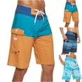 thumbnail image 3 of WREESH Men's Summer Beach Shorts Plus Size Swim Trunks Fashion Elastic Waistband Drawstring Shorts Casual Sports Shorts with Cargo Pockets Blue, 3 of 4
