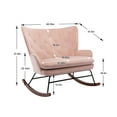thumbnail image 5 of Upholstered Double Nursery Rocking Chair, Modern High Back Rocker Chair with Padded Seat, Velvet Fabric Accent Armchair Single Sofa Chair with Plywood Frame, for Living Room Bedroom, Pink, 5 of 7
