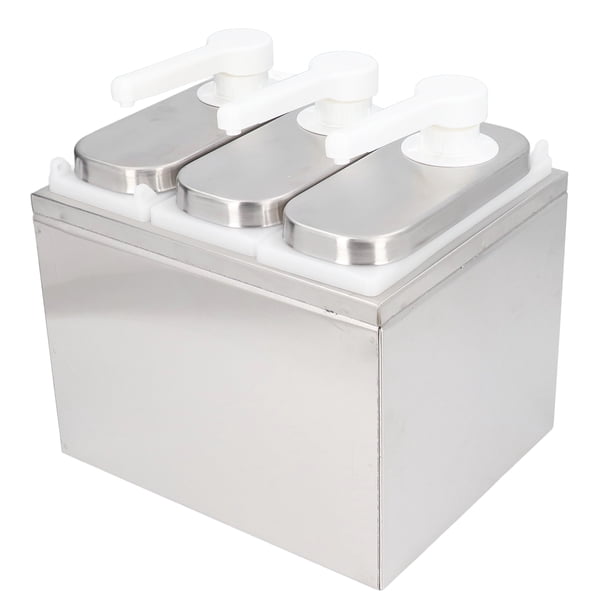 Bomba dispensadora de salsa, dispensador de Bomba de condimento, dispensador de bomba de salsa de acero inoxidable de 1l con base, Estacion de Bombeo de condimentos extraíbles y