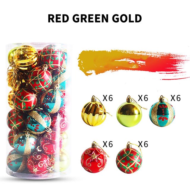 Xihbxyly Bolas Navideñas de Plástico Galvanizado Brillante, Bolas Colgantes Festivas de 6 Cm, Diseño Duradero E Irrompible, Decoración Navideña, Ideal para El Hogar y La Oficina, Juego de 30 Piezas.