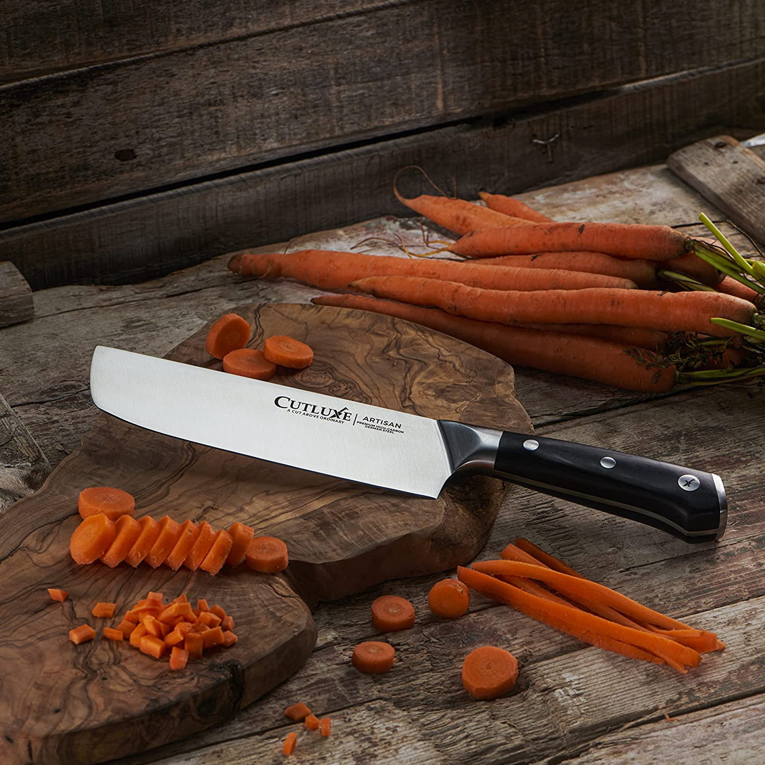 CUTLUXE Nakiri Knife – 7" Vegetables Knife, Japanese Chef Knife for Chopping, Dicing & Slicing – Razor Sharp & Full Tang – Ergonomic Handle Design – Artisan Series