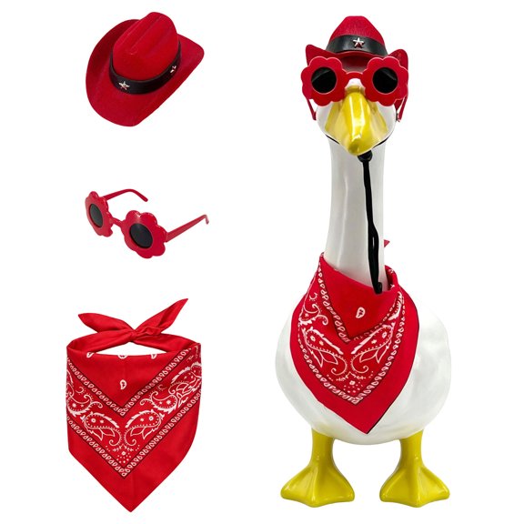 YuanGuangQ Porch Goose Clothing, White Goose Statue Festival Clothing Set, Courtyard Decoration for Home Garden Yard Patio Outdoor Holiday Festival Decor Ornament Set