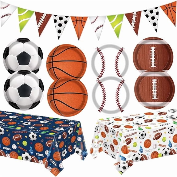 43 Piece Sports Themed Birthday Tableware Set