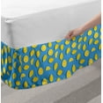 thumbnail image 2 of Lemon Bed Skirt, Summer Theme Energetic Colors Sliced and Whole Lemons on Blue Backdrop, Elastic Bedskirt Dust Ruffle Wrap Around for Bedding Decor, 4 Sizes, Sky Blue and Mustard, by Ambesonne, 2 of 2