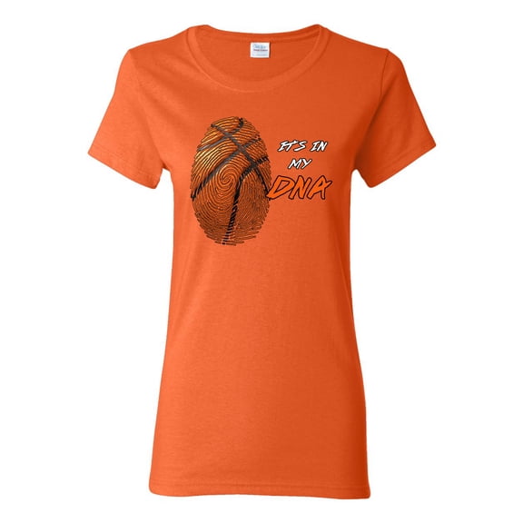 Wild Bobby, Basketball Fingerprint It's In My DNA, Sports, Women Graphic Tee, Orange, 3X-Large
