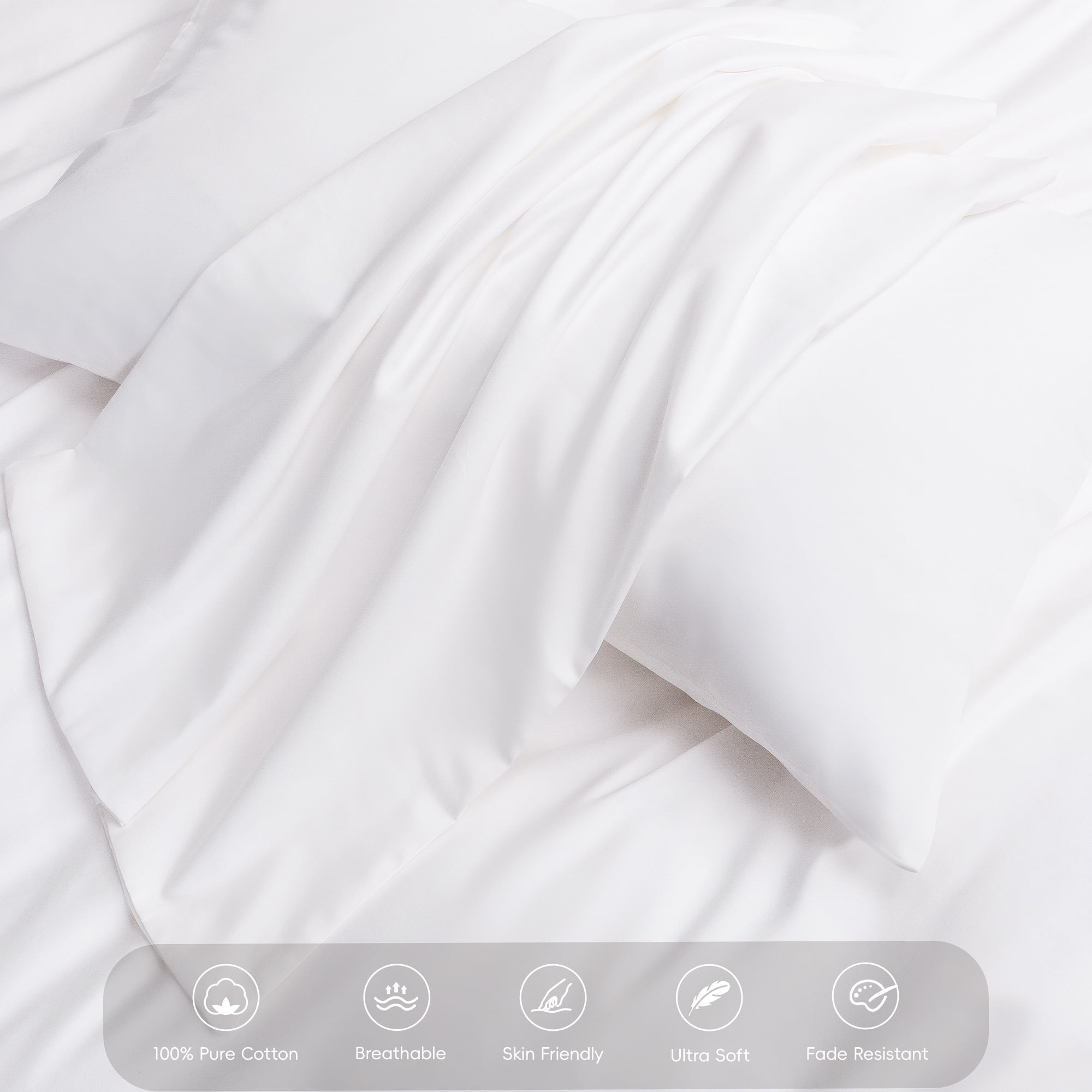 MooMee Duvet Cover Set King 600-TC 100% Long-Staple Cotton Sateen Silky Smooth Luxury (Bright White, 104" x 90")