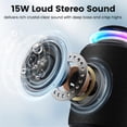 thumbnail image 2 of Altavoz Bluetooth inalámbrico, altavoz portátil IP67 impermeable y a prueba de polvo con luces, sonido estéreo fuerte de 15 W, batería de 2500 mAh, tiempo de reproducción durante todo el día, empareja, 2 of 5