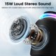 thumbnail image 2 of Altavoz Bluetooth inalámbrico, altavoz portátil IP67 impermeable y a prueba de polvo con luces, sonido estéreo fuerte de 15 W, batería de 2500 mAh, tiempo de reproducción durante todo el día, empareja, 2 of 5