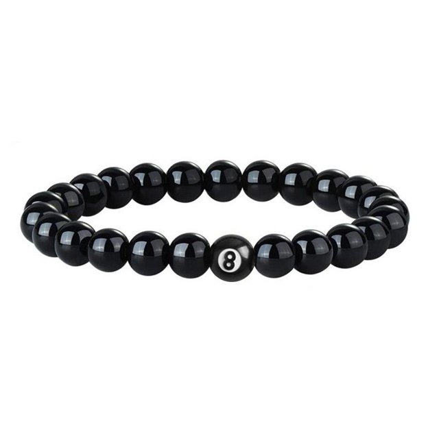 TQEHS Pulsera con número de la suerte y número 8, pulsera de obsidiana con cuentas, joyería L2T5