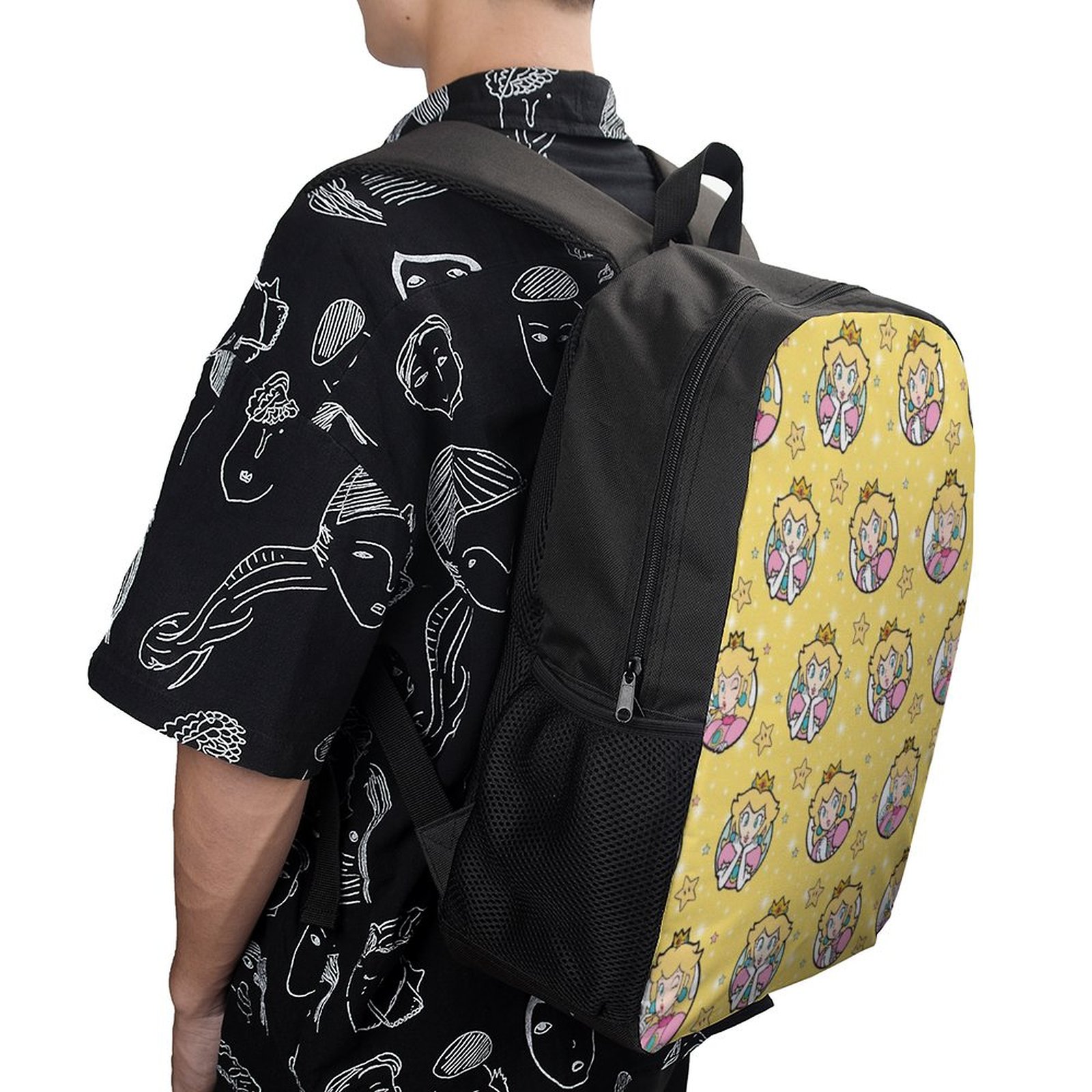 Ma_rio Princess Peach Backpack 17 inch Bags Ma_rio Princess Peach Merch