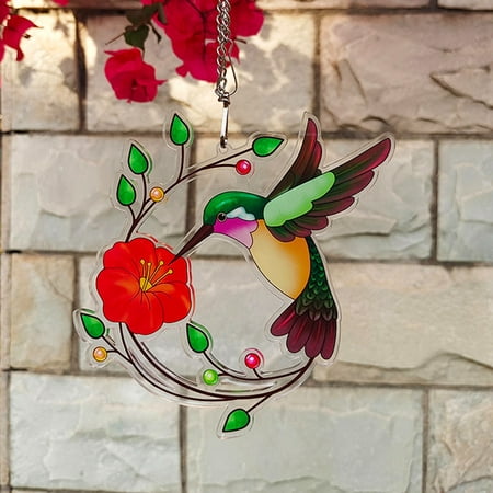 

Stained Hummingbird Owl Window Hangings Suncatcher Acrylic Pendant Colorful Ornament Indoor And Outdoor Crafts Hanging Decorations Birds Garden Decoration Gift