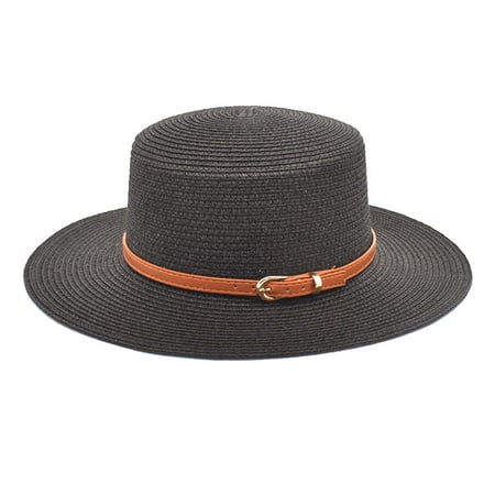 BODOAO Panama Hats for Men Mens Derby Hat Brown Fedora with Strap Uv Upf 50+ Bucket Hat Summer Beach Style Foldable Sun Cap for Summer Outing Trilby Fedora Hat for Hiking Fishing Safari Black