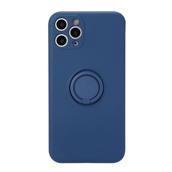 Haobuy for iPhone 15 Pro Max / 15 Ultra Liquid Silicone Case with Ring Kickstand Lanyard Slim Anti-Scratch Case-Blue