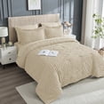 thumbnail image 4 of DHOLE Twin Comforter Set 5 Pieces – Seersucker Textured Waffle Weave Bed in a Bag, All-Season Lightweight Microfiber Bedding Sets with Sheets & Pillow Shams, Farmhouse Vintage Decor – Beige, 4 of 11