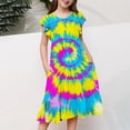 thumbnail image 4 of Gaexia Girls Dresses ,Girls Summer Dresses Double Layer Flutter Sleeve Flowy A Line Dress Casual Gradient Midi Dresses (Yellow,10-11 Years), 4 of 5