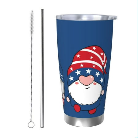 

Bingfone Three Gnome Independence Day for 20 Oz Stainless Steel Travel Mug Double Wall Water Coffee Cup for Home Office Outdoor Works Great for Ice Drinks and Hot Beverage-Straw Two-piece Set