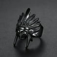 thumbnail image 2 of Gold Black Skull Head Titanium Steel Men's Ring, 2 of 4