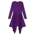 thumbnail image 6 of Alvivi Women's Long Sleeve Asymmetrical Praise Dance Dress Metallic Church Worship Lyrical Dancewear Purple S, 6 of 7